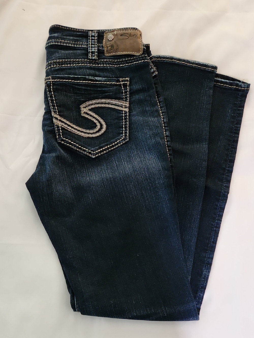 Silver Jeans Dark Blue Skinny Leg Jeans with Contrast Stitching